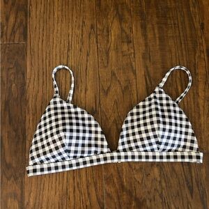 Hollister Black and White Plaid Bikini Top
